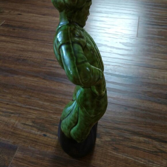 Vintage Matador Bullfighter Ceramic Figure Mid-Century Green Mottled Glaze Potte - Picture 8 of 11